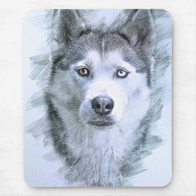 Dog Siberian Husky Drawing Sled Dog OtterBox Mouse Pad (Front)