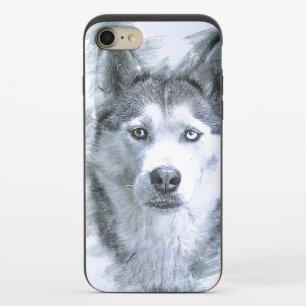 Dog Siberian Husky Drawing Sled Dog iPhone 8/7 Slider Case