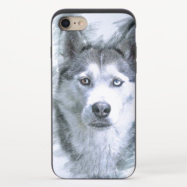 Dog Siberian Husky Drawing Sled Dog  Uncommon iPhone Case (Back)
