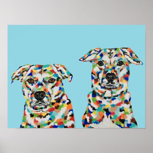 Dog Siblings Colorful Poster (Front)