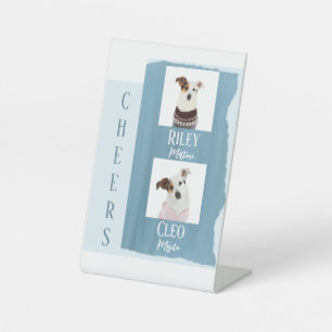 Dog Signature Cocktail Drink Dusty Blue Wedding Pedestal Sign