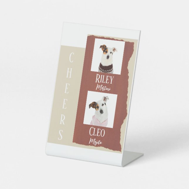 Dog Signature Cocktail Drink Red Wedding  Pedestal Sign (Front)