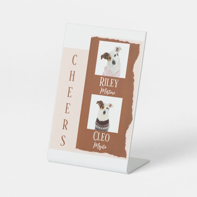 Dog Signature Cocktail Drink Wedding  Pedestal Sign (Front)