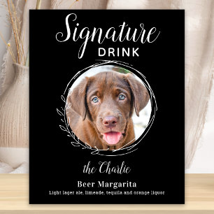 Dog Signature Drink Modern Black Pet Wedding Bar Foam Board