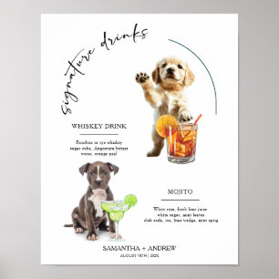 Dog Signature Drink Wedding Bar Drink Menu Poster