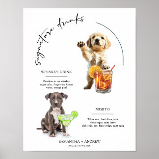 Dog Signature Drink Wedding Bar Drink Menu Poster