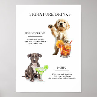 Dog Signature Drink Wedding Bar Drink Menu Poster