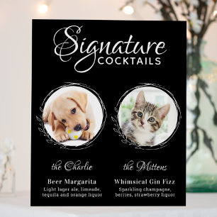 Dog Signature Drinks Black 2 Photo Pet Wedding Bar Foam Board