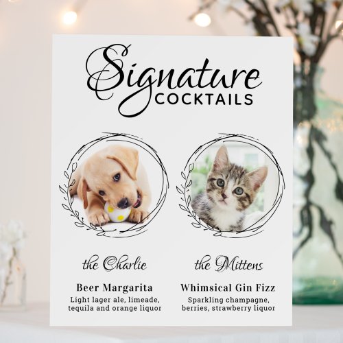 Dog Signature Drinks Custom 2 Photo Pet Wedding Foam Board