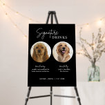 Dog Signature Drinks Sign Black Wedding Bar Sign<br><div class="desc">Include your fur babies in your wedding with this cute editable pet wedding signature drink sign that features a circle frame to feature your pet's picture along with your signature wedding drink and recipe.</div>