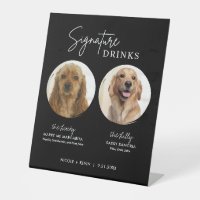 Dog Signature Drinks Sign Black Wedding Bar Sign