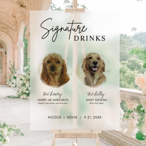 Dog Signature Drinks Sign Wedding Bar Acrylic Sign