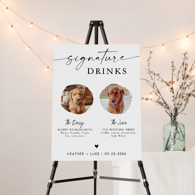 Dog Signature Drinks Sign | Wedding Bar Sign (In Situ (Stand))
