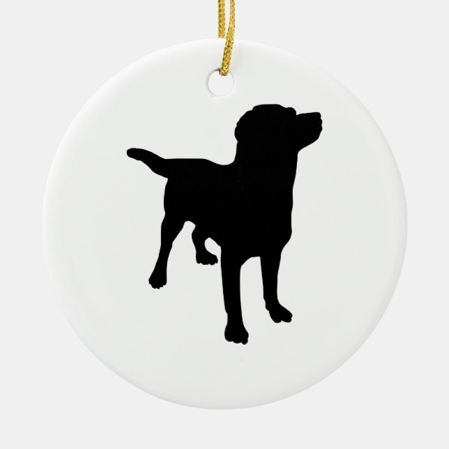 Dog Silhouette Ceramic Ornament (Front)