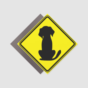 Dog Silhouette Cute Animal Art Dog Clipart Warning Car Magnet