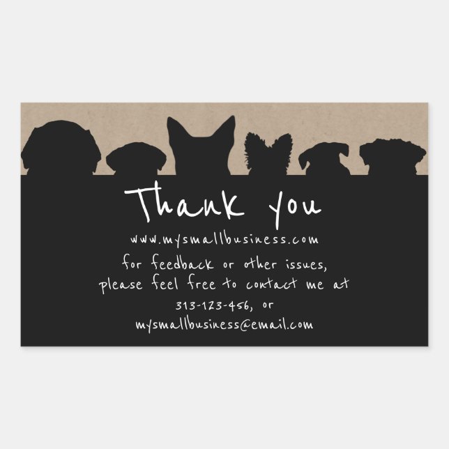 dog silhouette groomer thank you rectangular stick sticker (Front)
