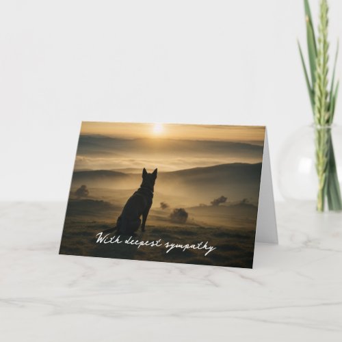 Dog silhouette in sunset sympathy card