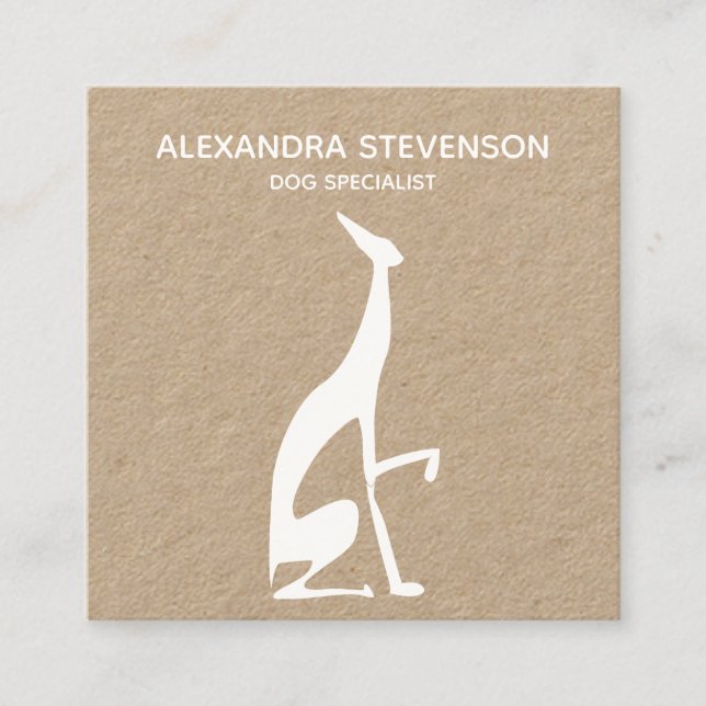 Dog Silhouette , Minimalist Modern Square Business Card (Front)