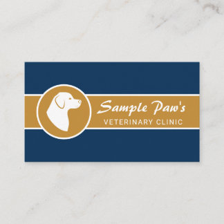Dog Silhouette On Blue And Ochre Veterinary Clinic Business Card