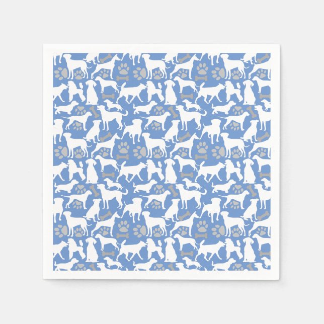Dog silhouette Pattern.White.03 Lblue BG Napkins (Front)