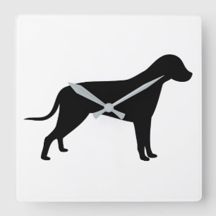 Dog Silhouette Square Wall Clock