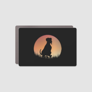 Dog Silhouette Sunset Car Magnet