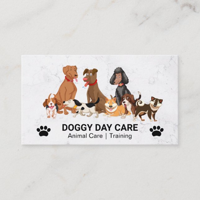 Dog Sitter | Animal Services | Group of Dogs Business Card (Front)