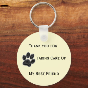 Dog Sitter Appreciation Paw Print Thank You Keychain