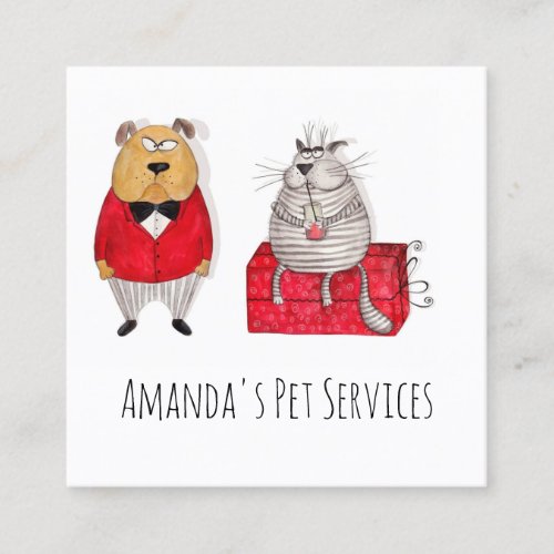 Dog Sitter Cat Sitter Pet Services Grooming Square Business Card