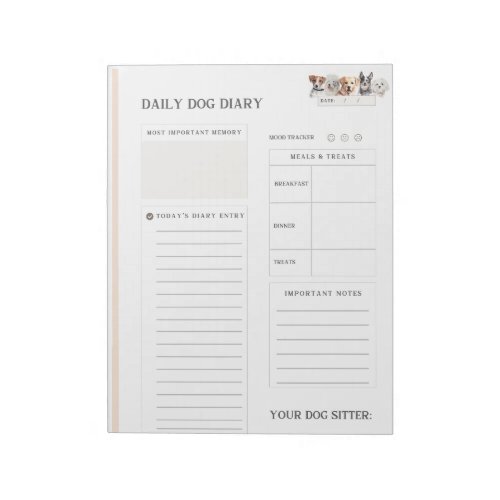 Dog Sitter Diary for Pet Business Notepad