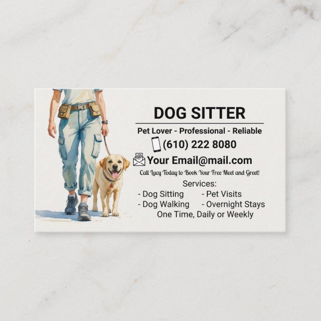 Dog Sitter Dog Walker Dog Walking Business Card (Front)