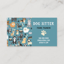 Dog Sitter Dog Walker Puppy Pattern Business Card