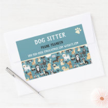 Dog Sitter Dog Walker Puppy Pattern Rectangular Sticker