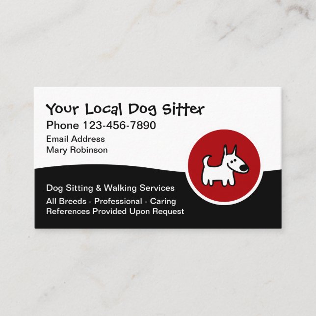 Dog Sitter Dog Walking Service Business Card (Front)