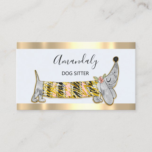 Dog Sitter Pet Fashion Boutique Care Basset Gray  Business Card (Front)
