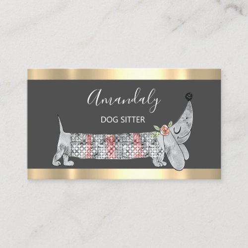 Dog Sitter Pet Fashion Boutique Care Basset Gray Business Card