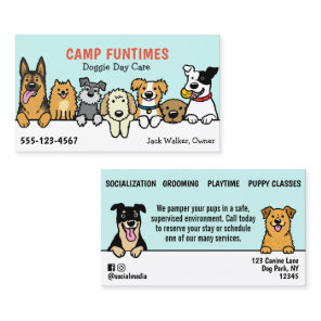 Dog Sitter Pet Sitting Cartoon Cute Peeking Dogs Business Card