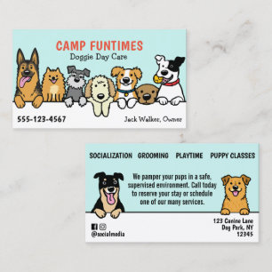 Dog Sitter Pet Sitting Cartoon Cute Peeking Dogs Business Card