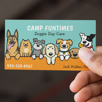 Dog Sitter Pet Sitting Cartoon Cute Peeking Dogs  Business Card by jennsdoodleworld at Zazzle