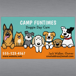 Dog Sitter Pet Sitting Cartoon Cute Peeking Dogs Business Card Magnet