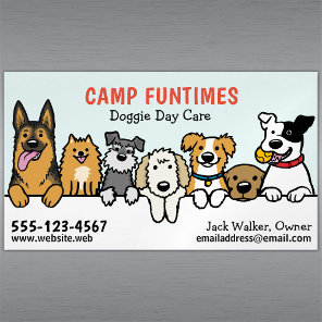 Dog Sitter Pet Sitting Cartoon Cute Peeking Dogs Business Card Magnet