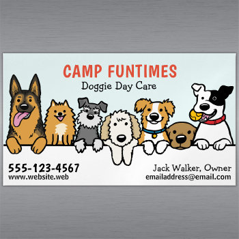Dog Sitter Pet Sitting Cartoon Cute Peeking Dogs Business Card Magnet by jennsdoodleworld at Zazzle
