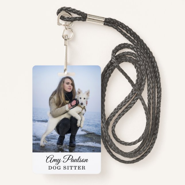 Dog Sitter Photo Pet Services Badge (Front with Lanyard)