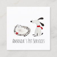 Dog Sitter Sitter Pet Service Grooming Cute Sweet Square Business Card