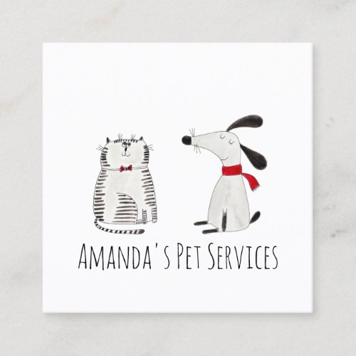 Dog Sitter Sitter Pet Service Grooming Cute Sweet Square Business Card