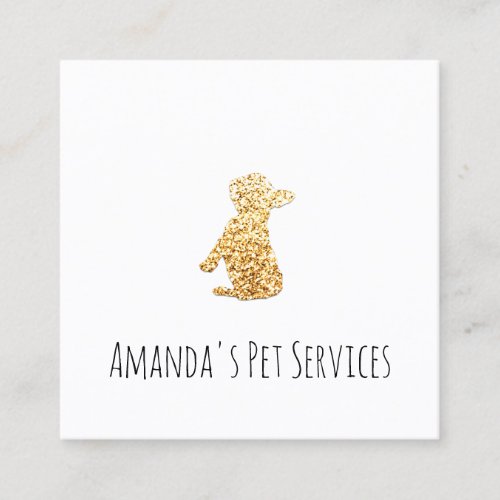 Dog Sitter Sitter Pet Service Grooming Simply Gold Square Business Card