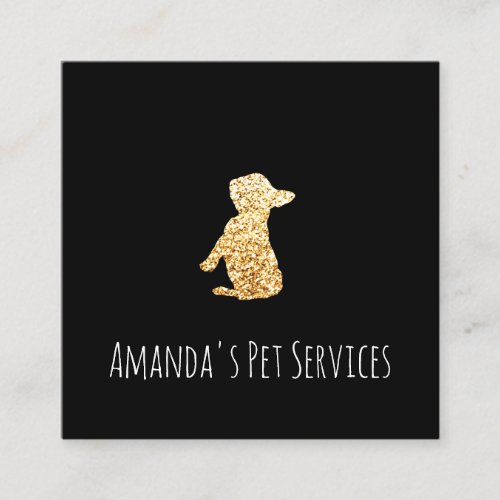 Dog Sitter Sitter Pet Service Grooming Simply Gold Square Business Card