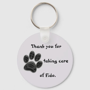 Dog Sitter Thank You Paw Print Appreciation Keychain