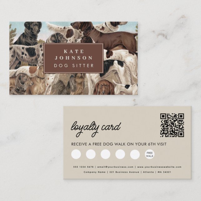Dog Sitter Trainer Animal Care Dogs Loyalty Business Card (Front/Back)