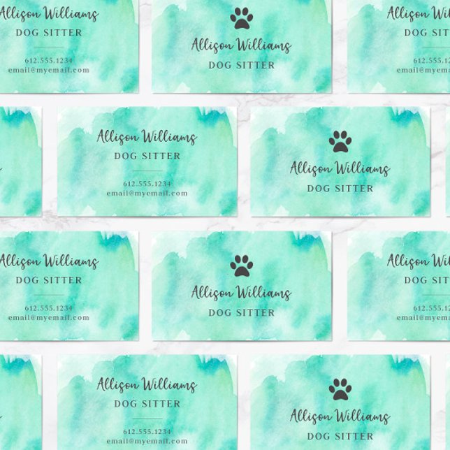 Dog Sitter Watercolor Business Card (Creator Uploaded)